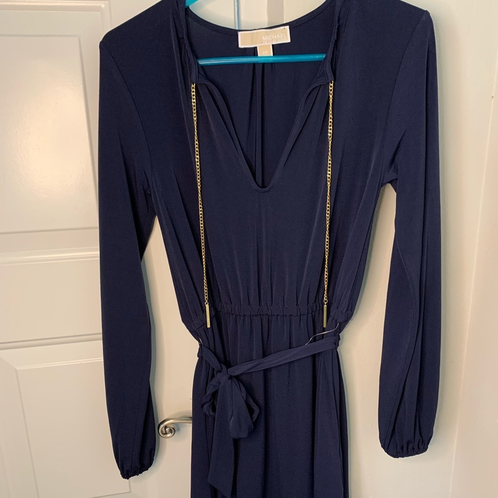 Michael kors navy blue long sleeve midi dress